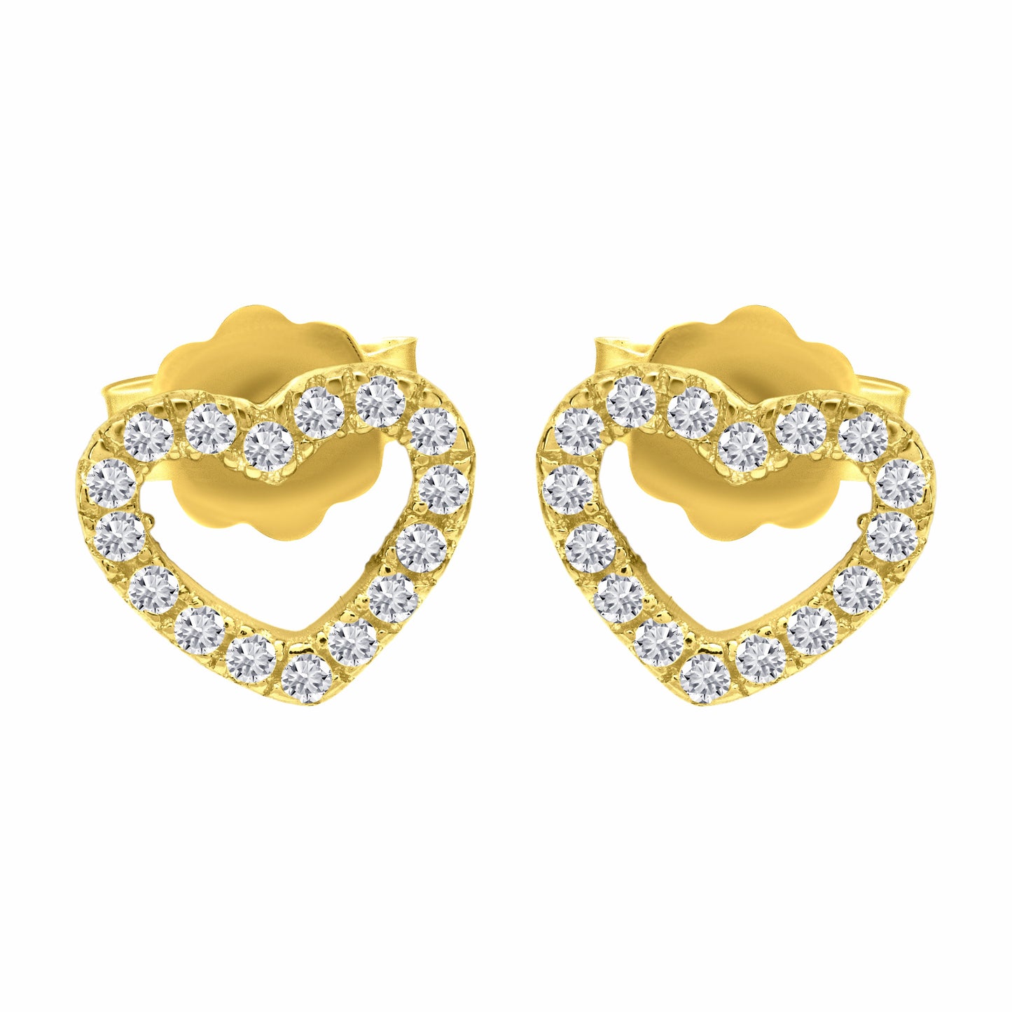 Love Heart Gold earrings on white background