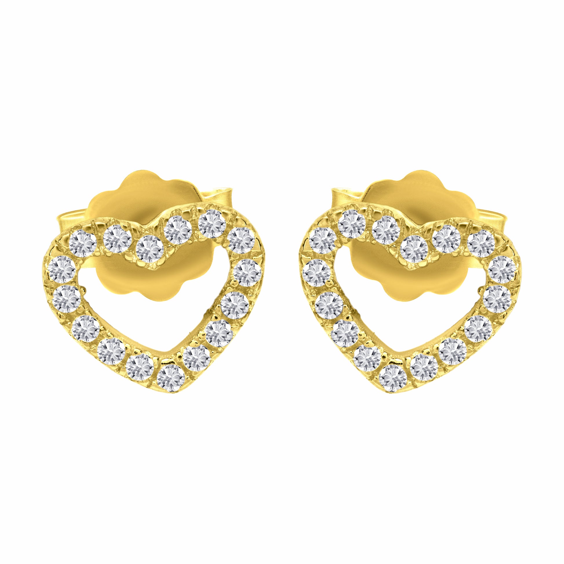Love Heart Gold earrings on white background