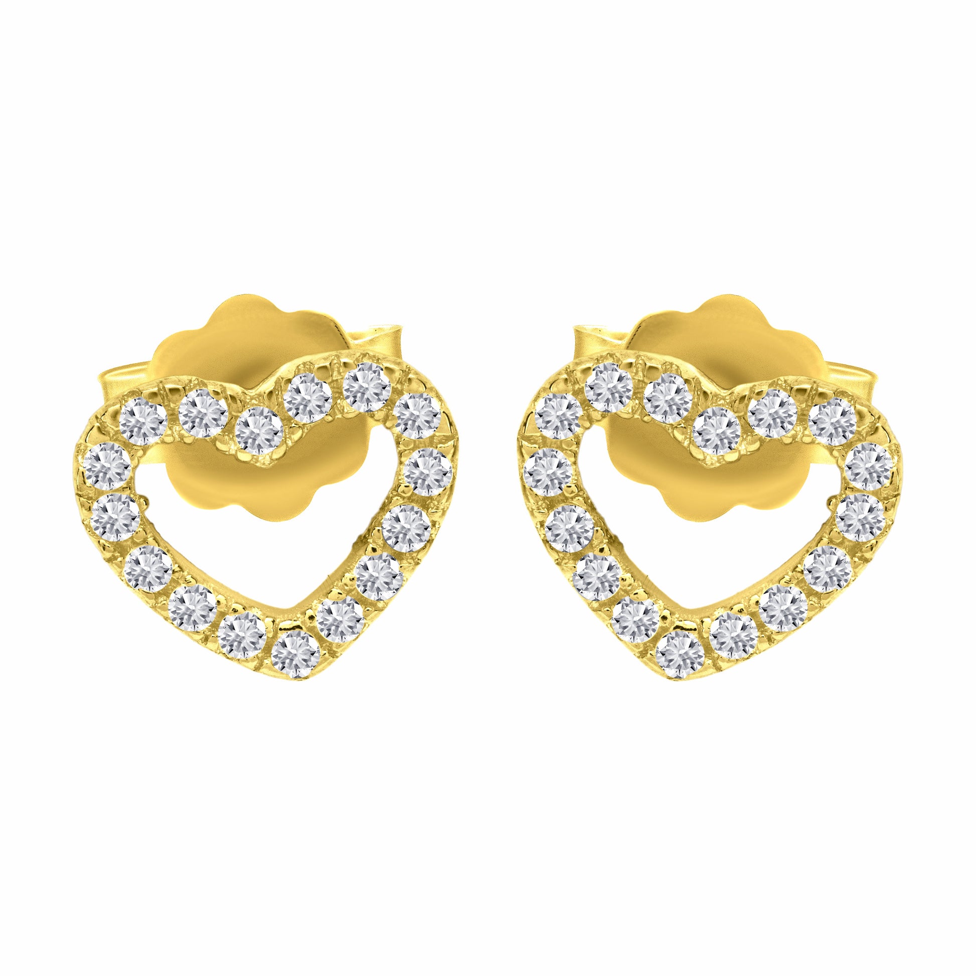 Love Heart Gold earrings on white background