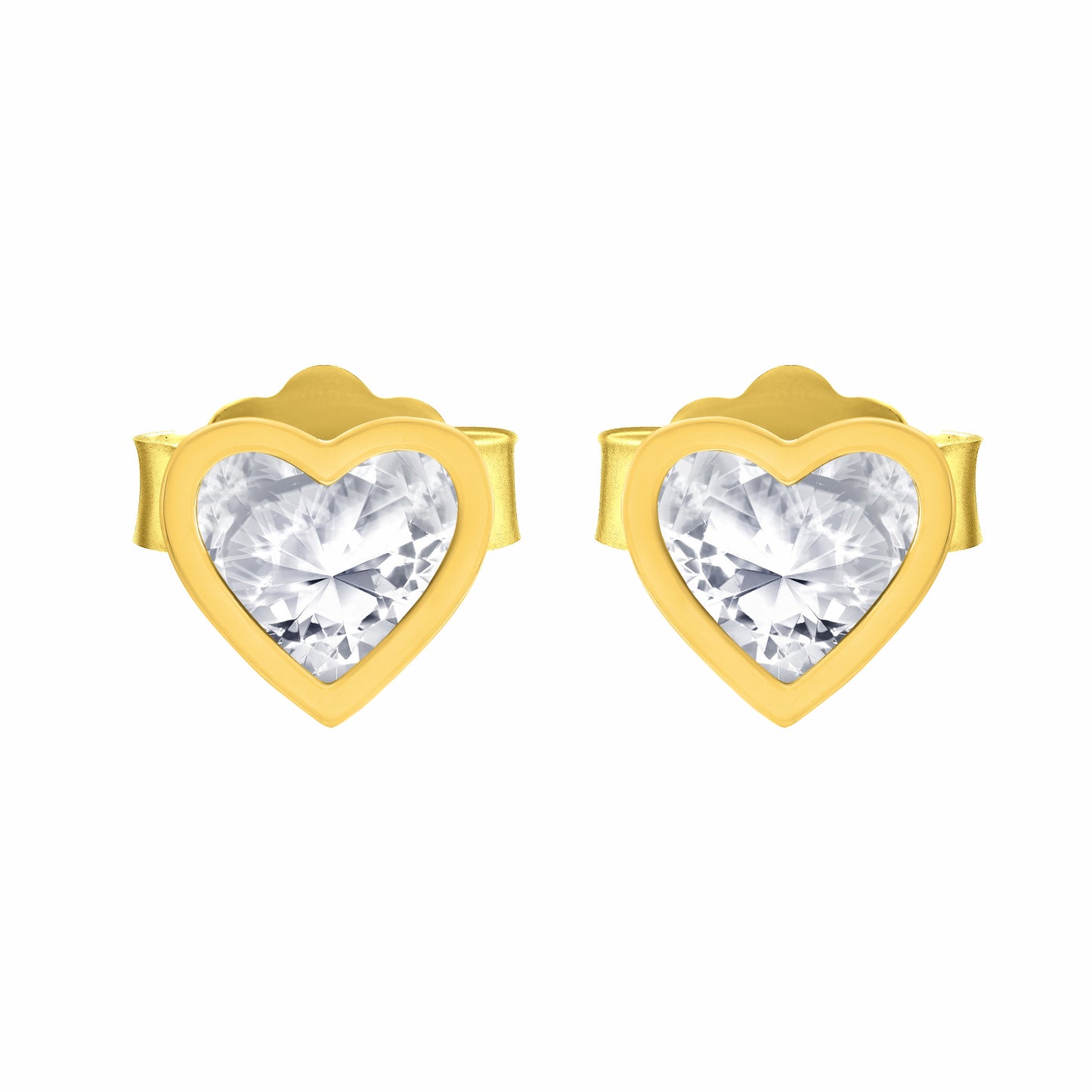 Heart Shape Gold Earrings on white background