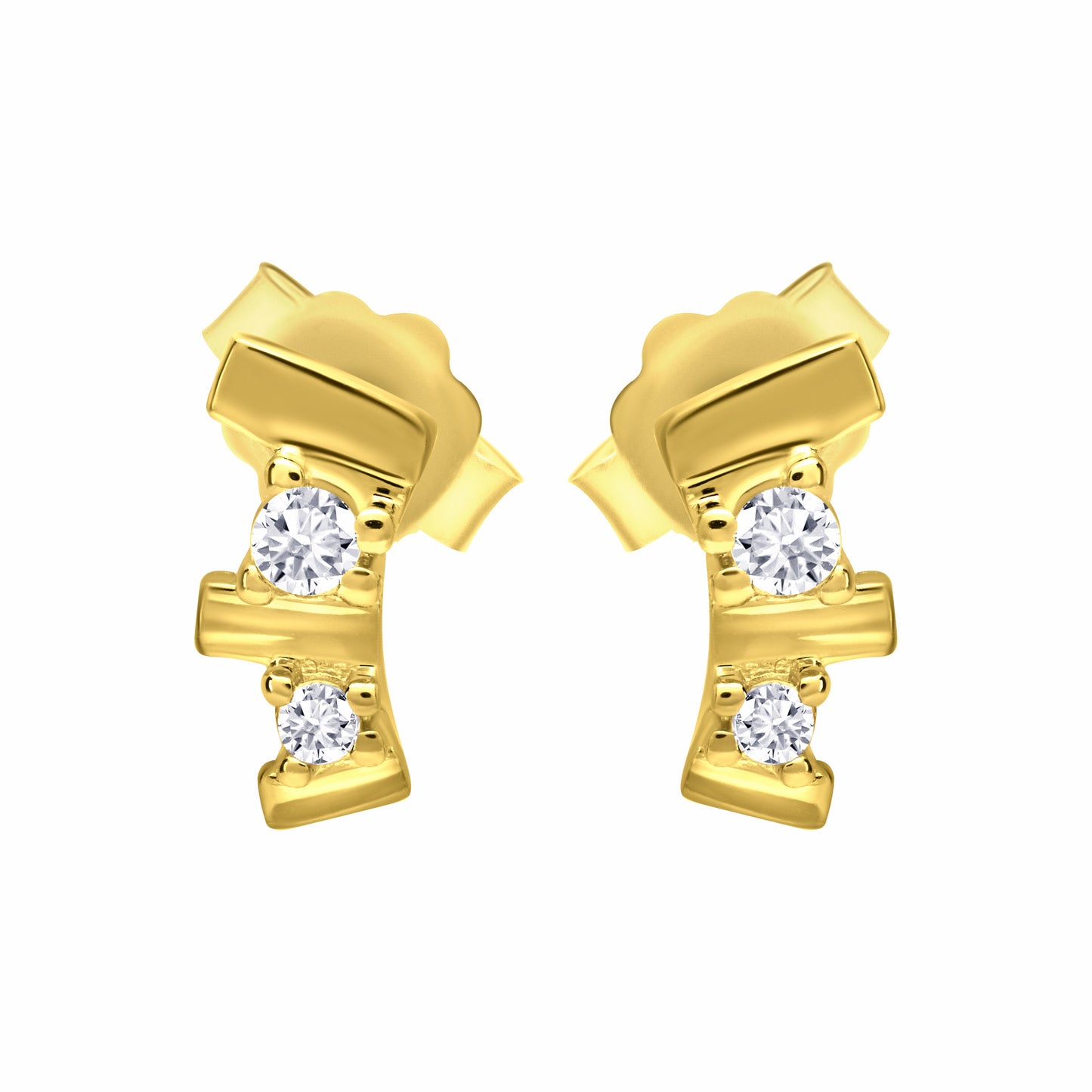 Trilogy Gold Earrings on white background