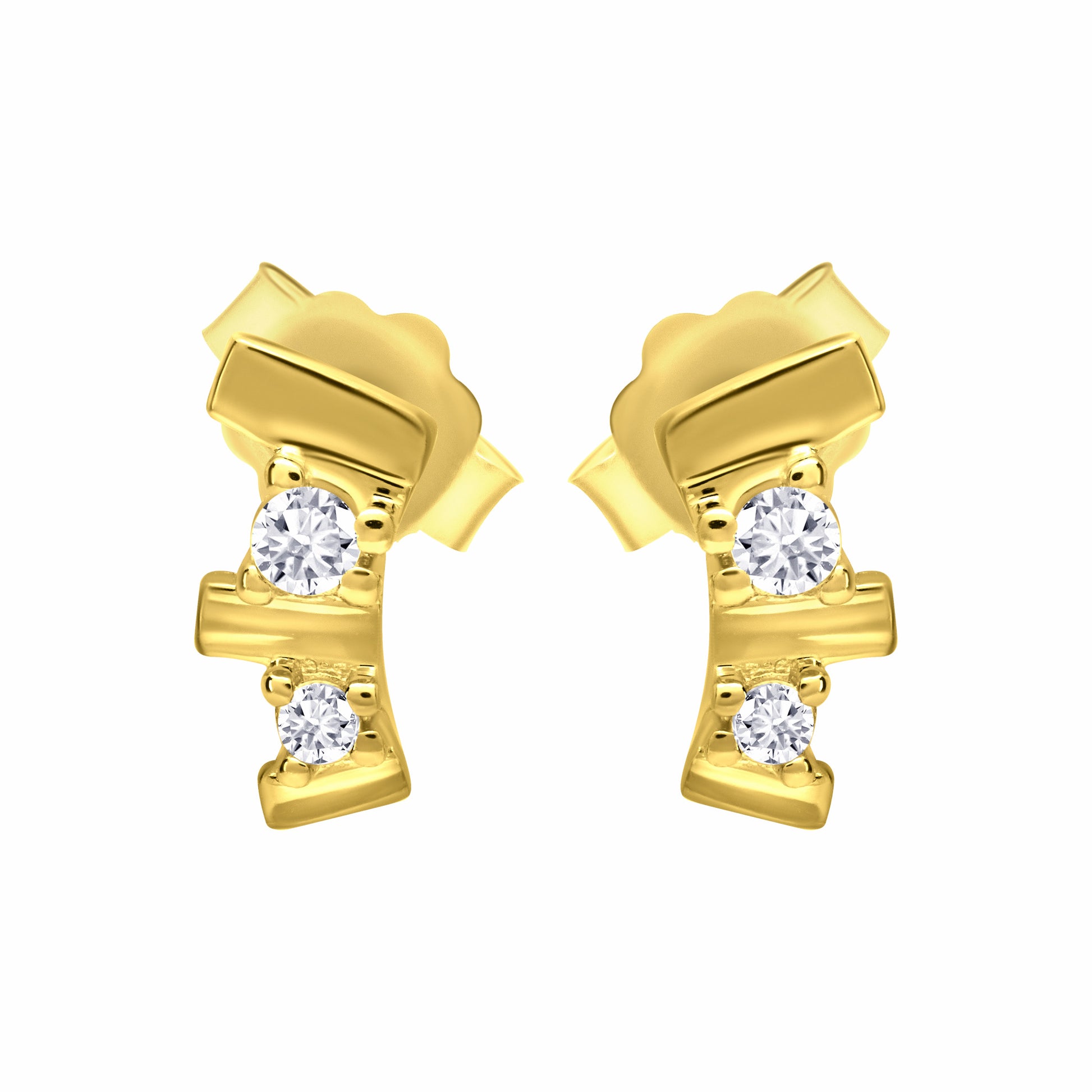 Trilogy Gold Earrings on white background