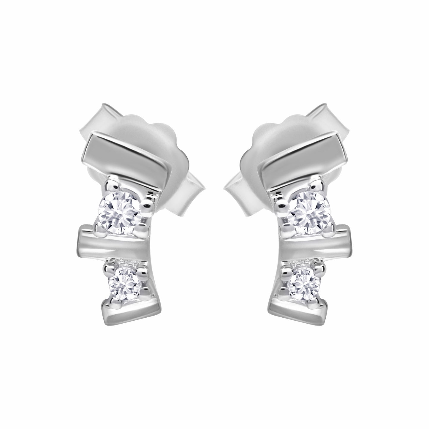 Trilogy silver Earrings on white background