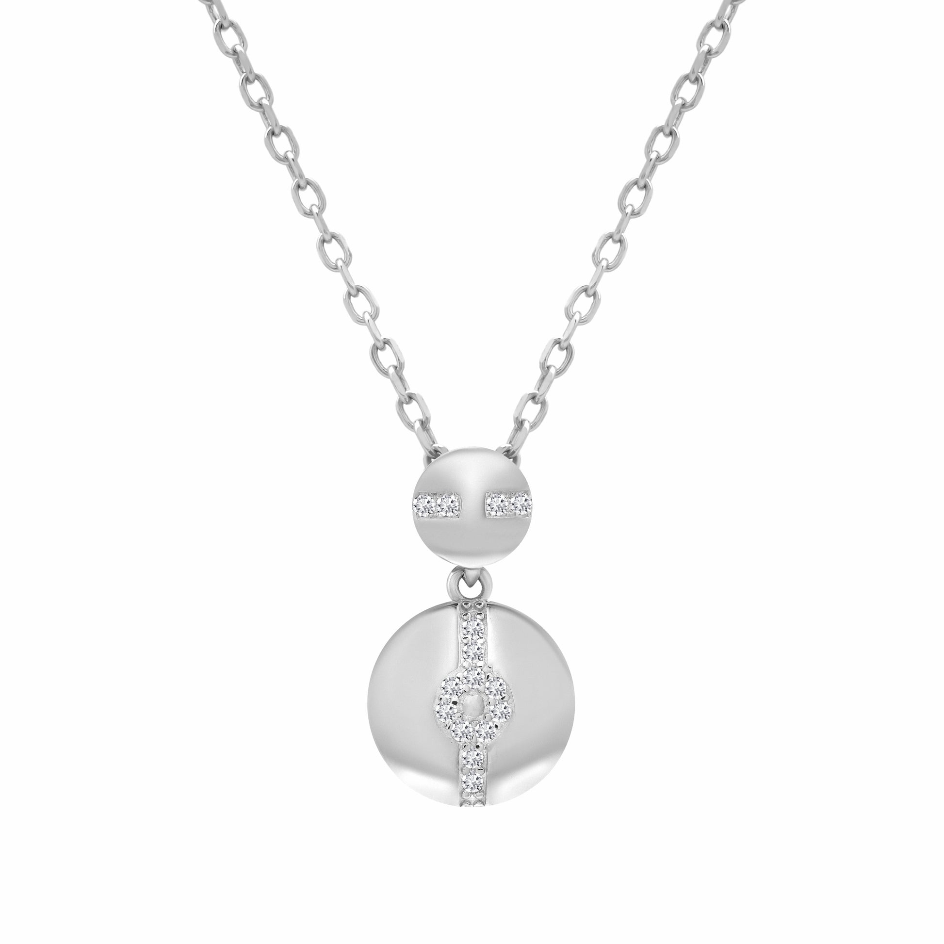Hypnotic Solar Silver Necklace on white background