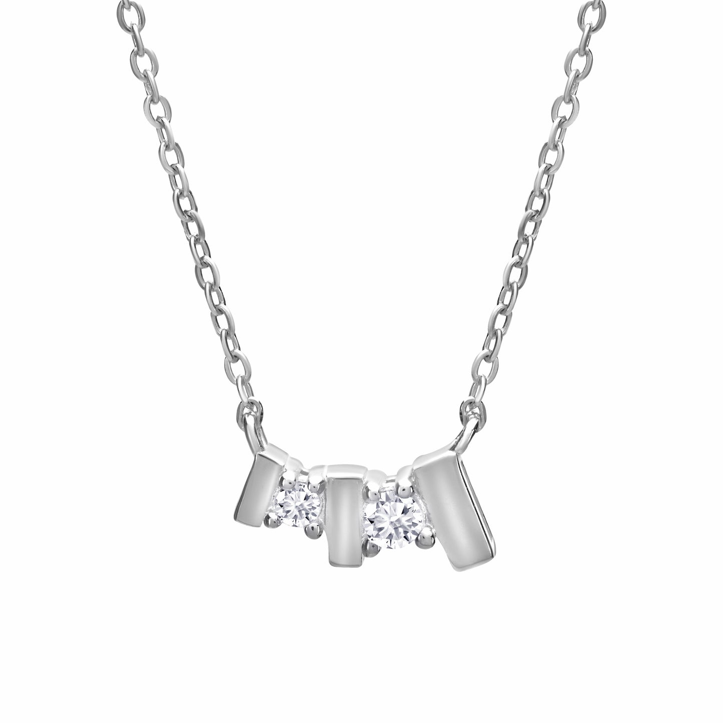 Trilogy Silver Necklace on white background