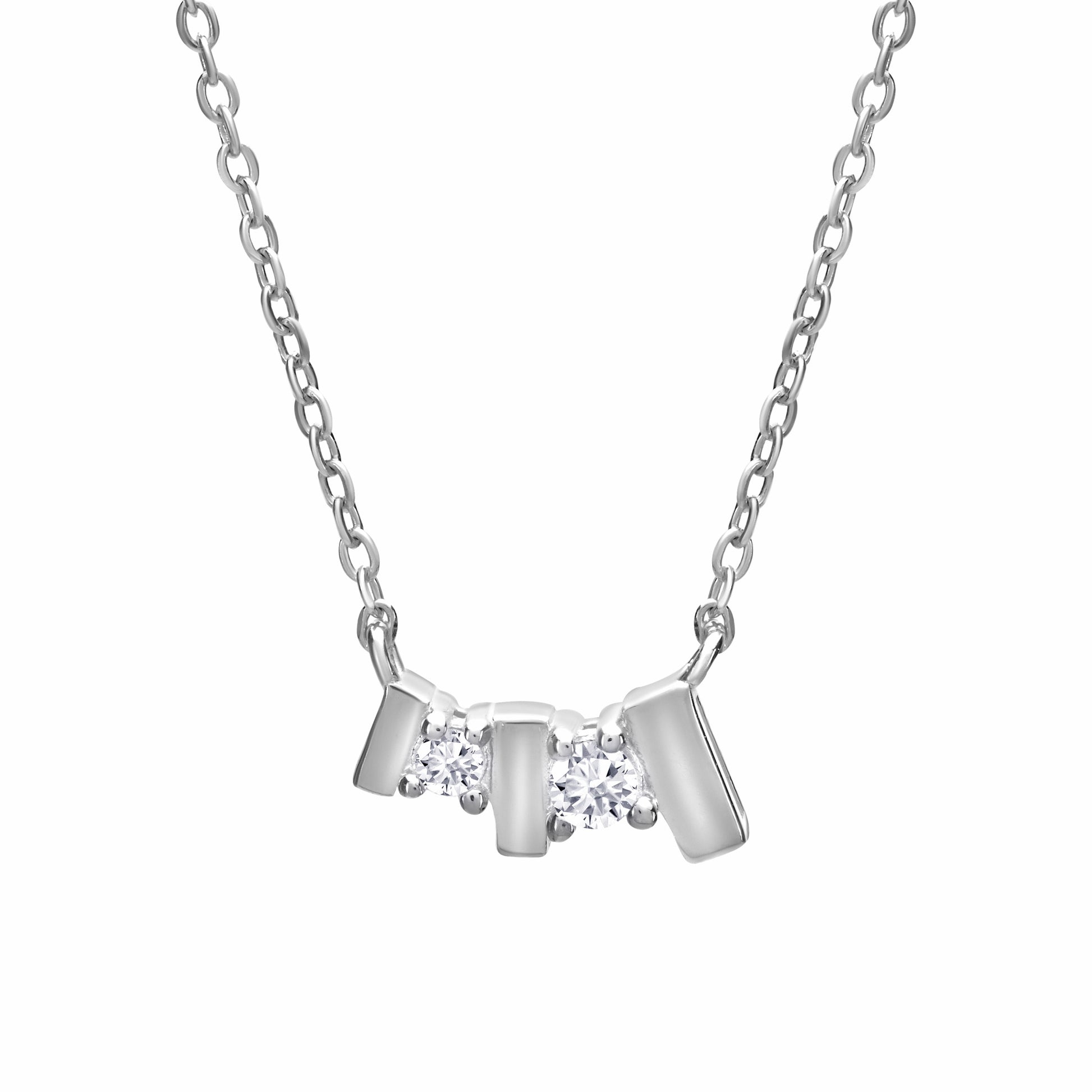 Trilogy Silver Necklace on white background