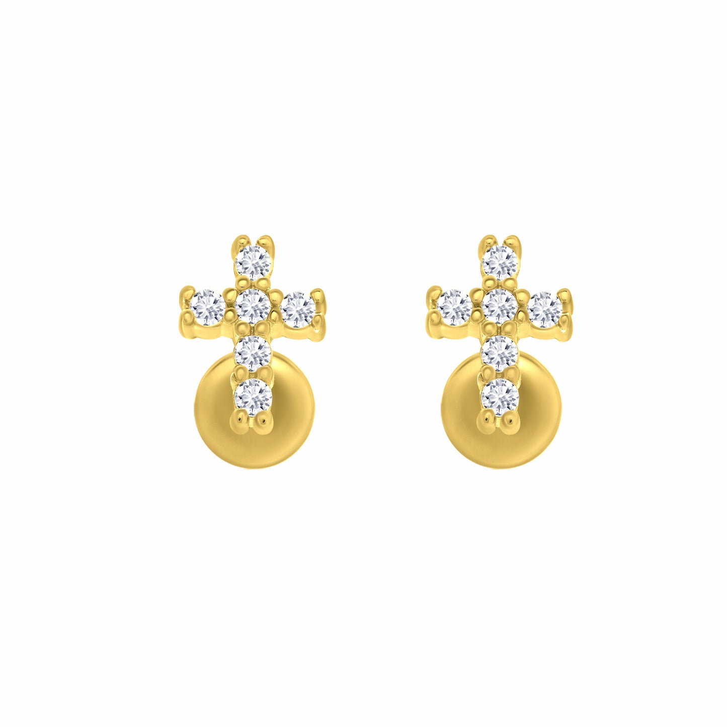 Cross CZ Gold Earrings