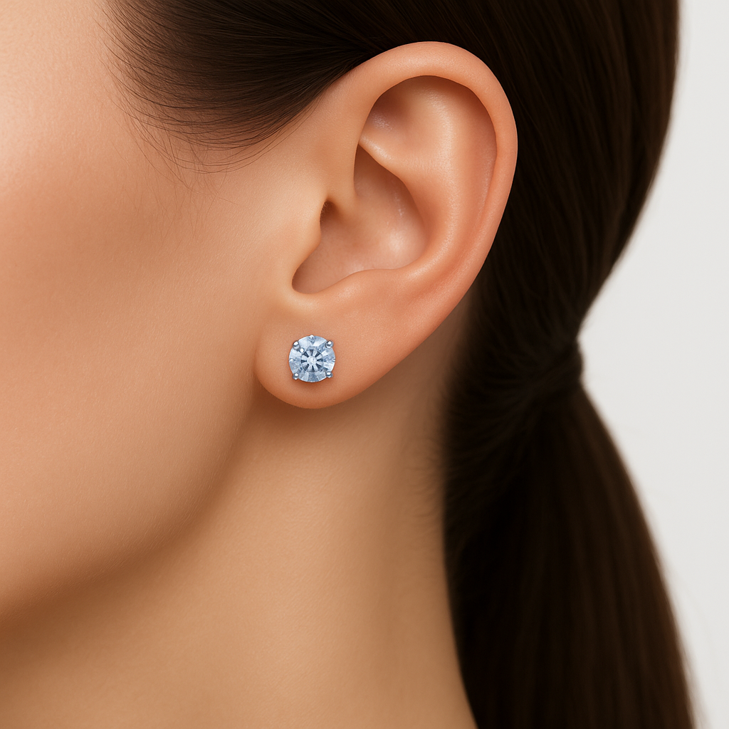 Proportionally Correct Diamond Earrings on Model