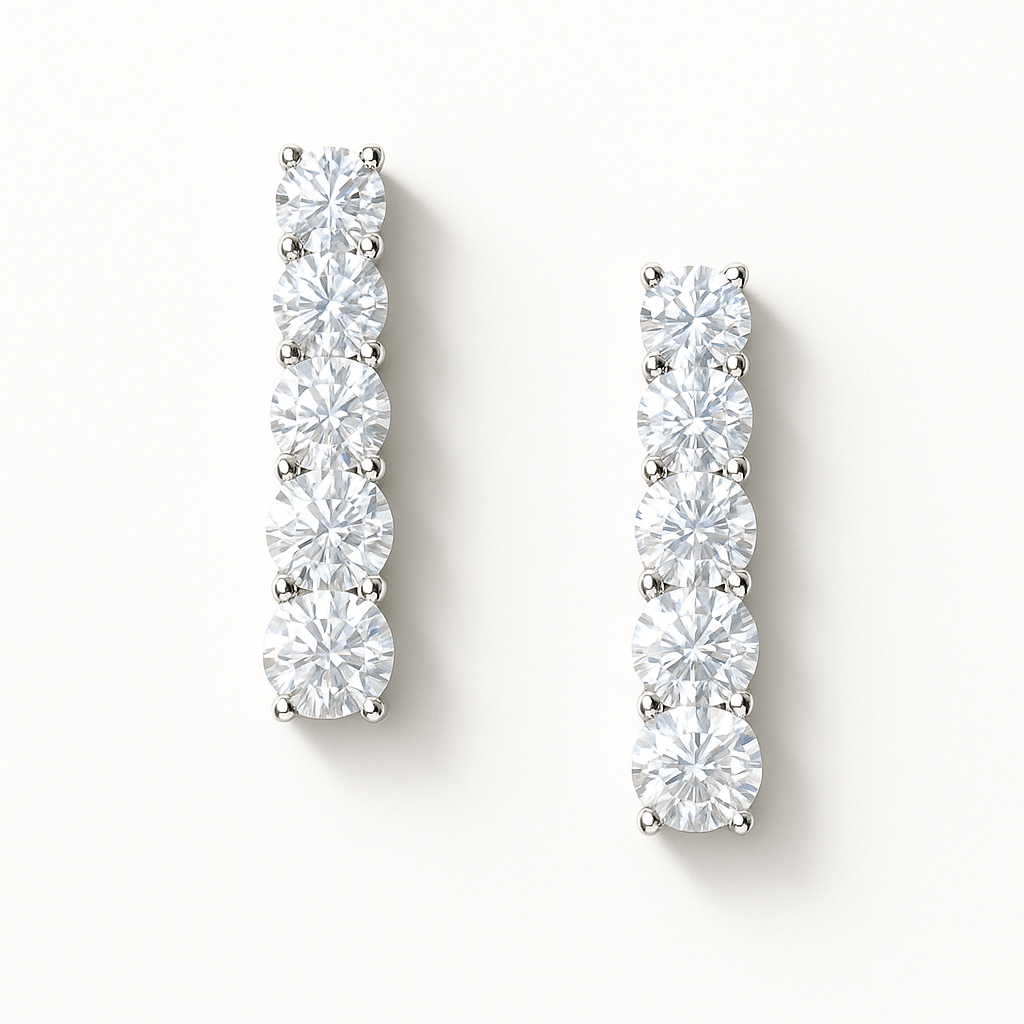 Refined Clear Diamond Linear Earrings