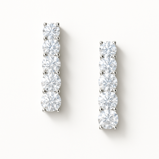 Refined Clear Diamond Linear Earrings