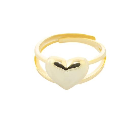 Love Heart Gold Open Ring by Crysttal