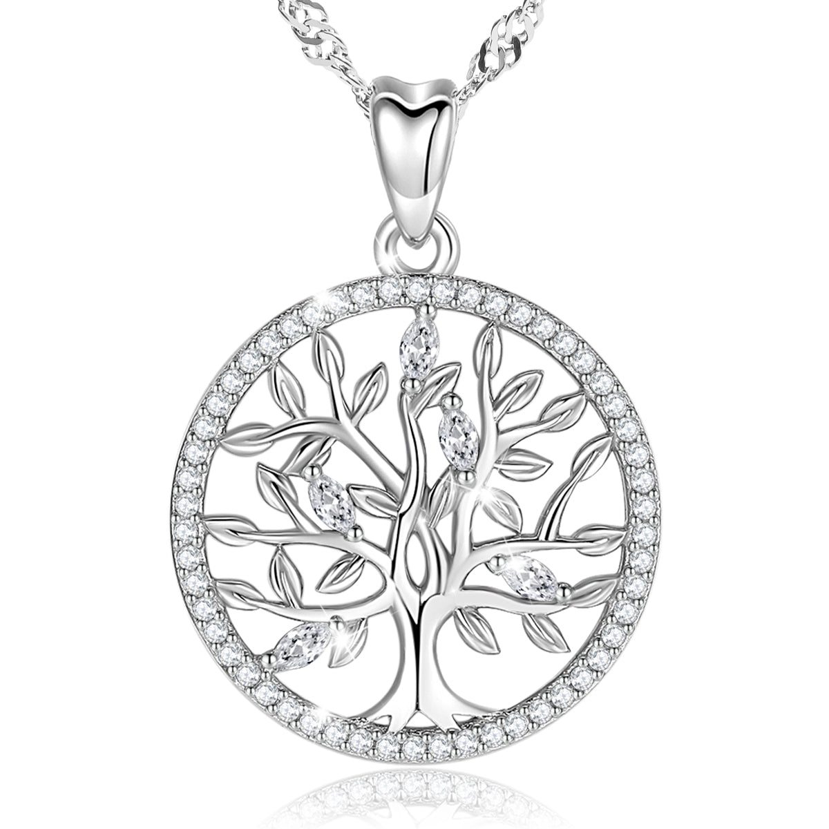 Iced Tree of Life Silver Pendant