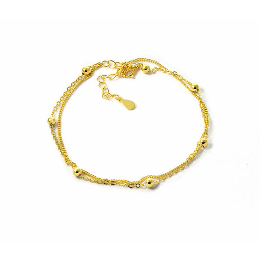 Double Chain Gold Bead Bracelet