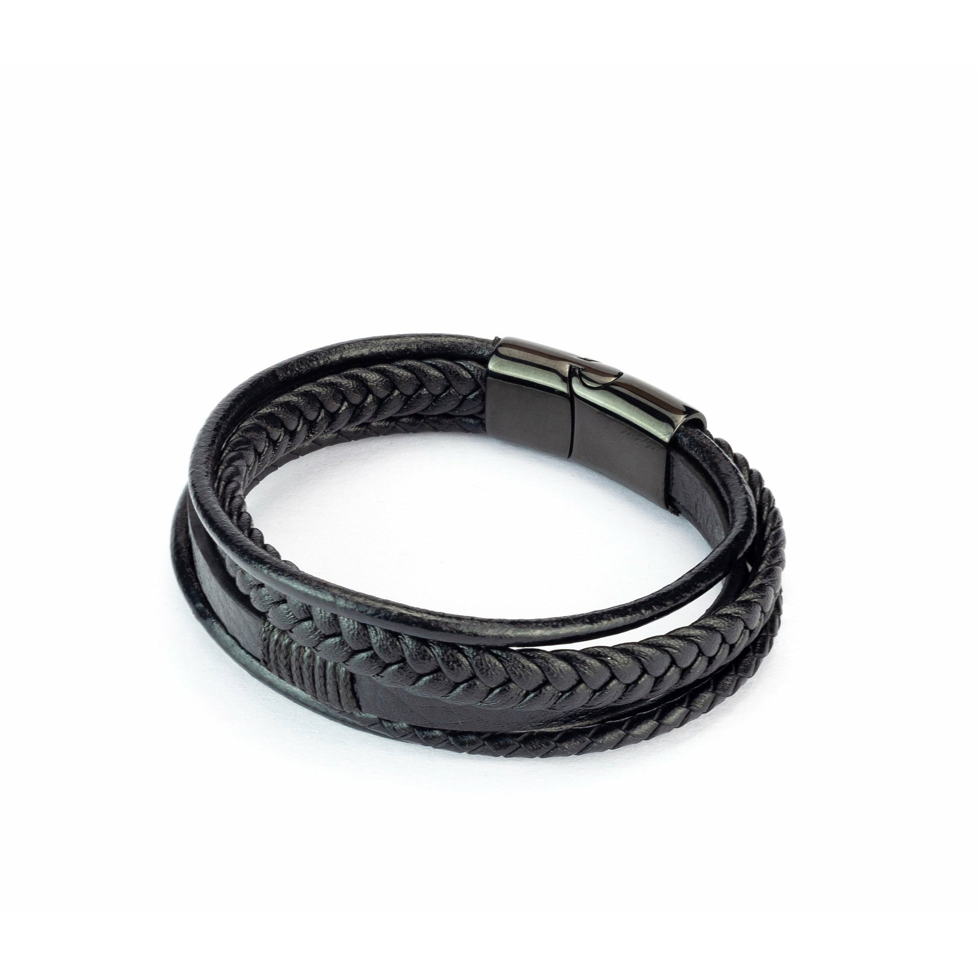 Classic Leather Strap Bracelet in black