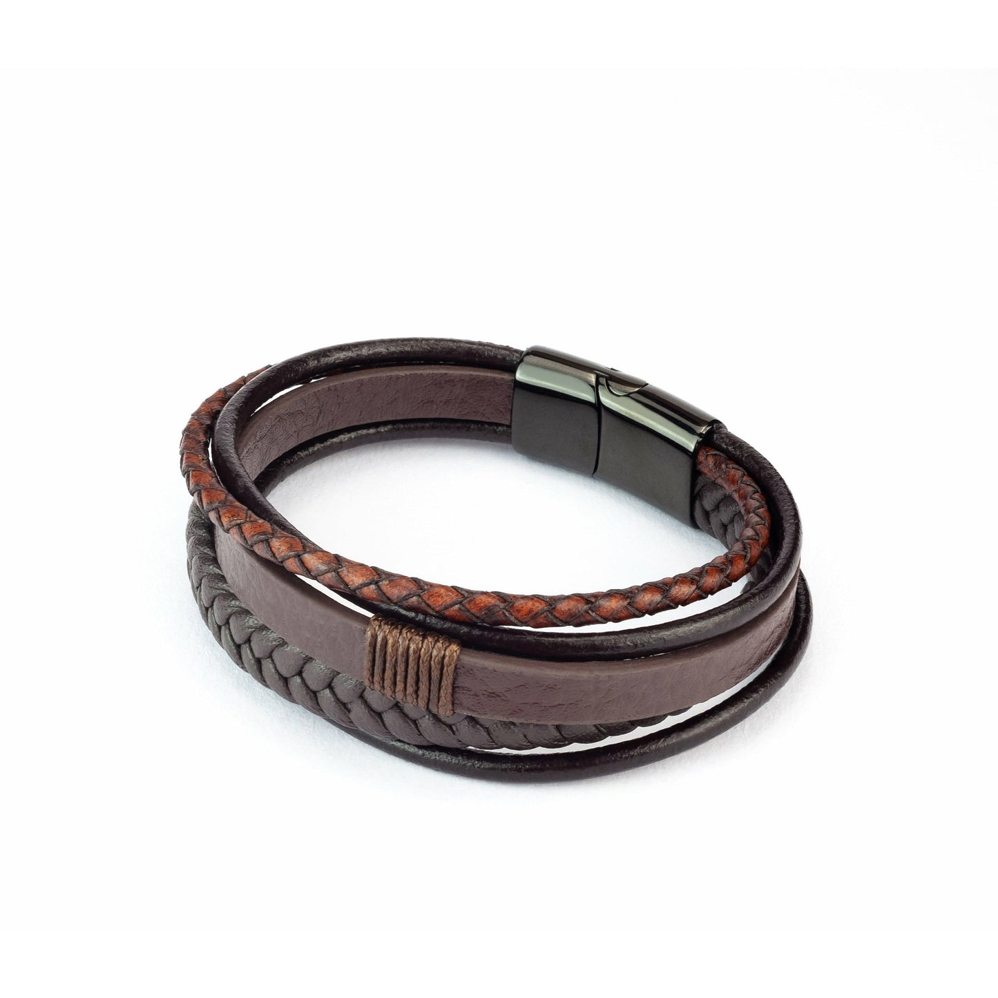 Crysttal Classic Leather Strap Bracelet in brown colour