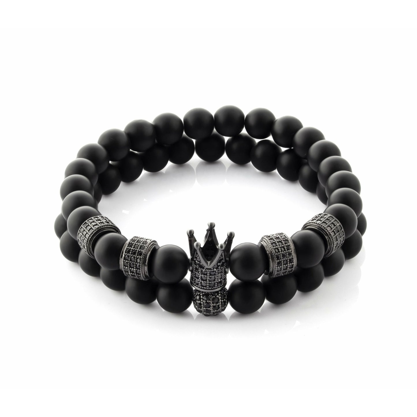 Black Agate Crown Bracelet Set