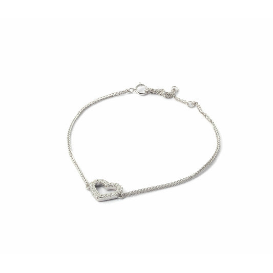 Love Heart CZ Silver Bracelet