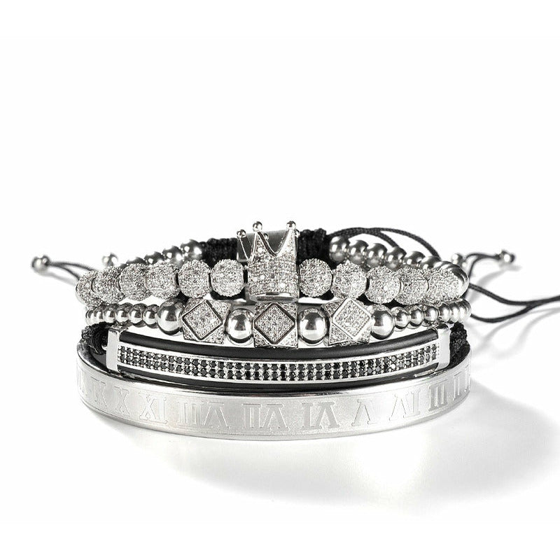 Imperial Roman Royal King Set in Silver with Cubic Zirconia