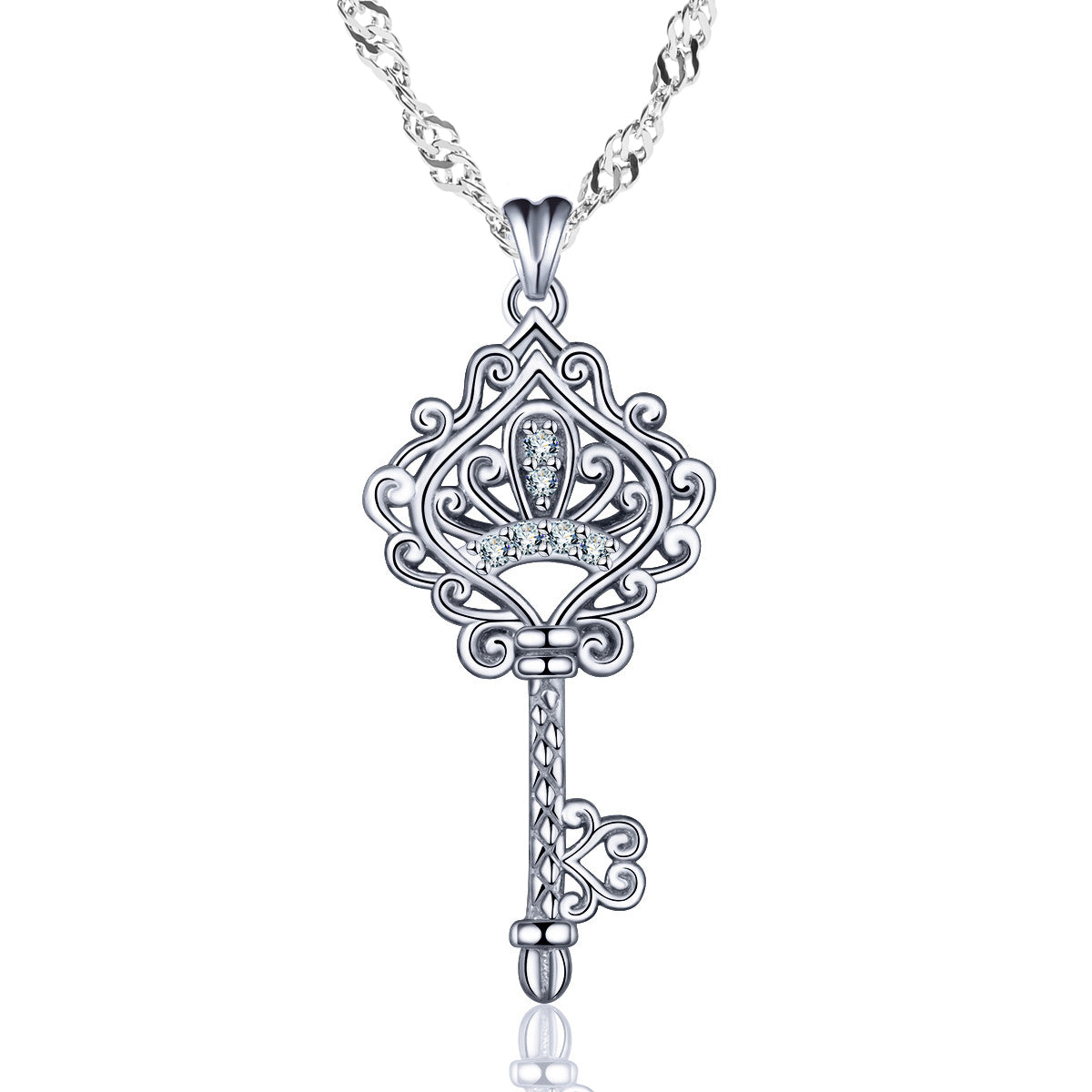 Key Crystal Silver Pendant
