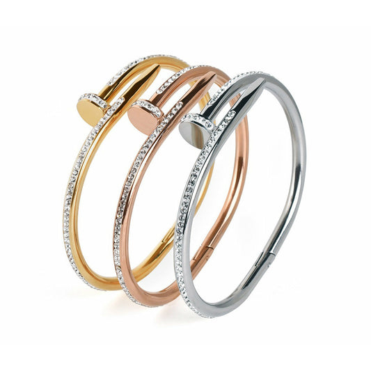 Classic Nail Bangle Bracelet in Gold, Rose Gold, Silver colour