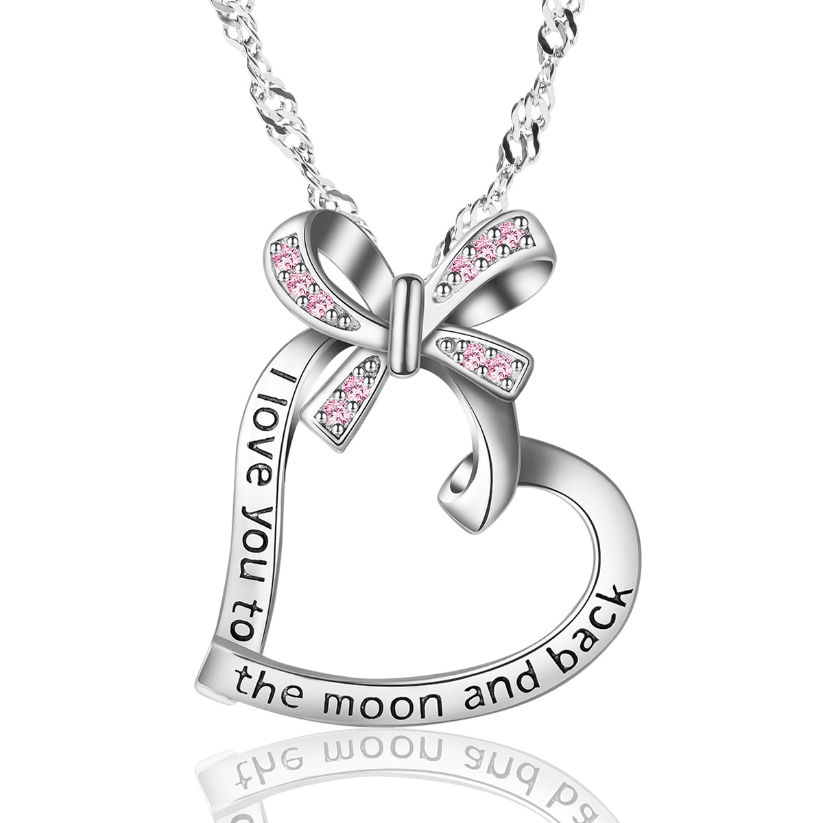 Bow Heart Silver Pendant