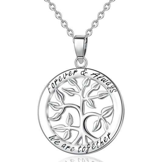 925 Sterling Silver Forever and Always Family Tree Pendant