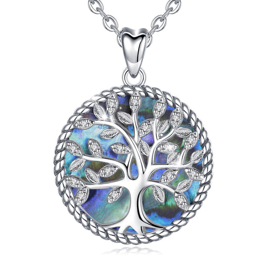 Crystal Tree of Life Abalone Shell Pendant
