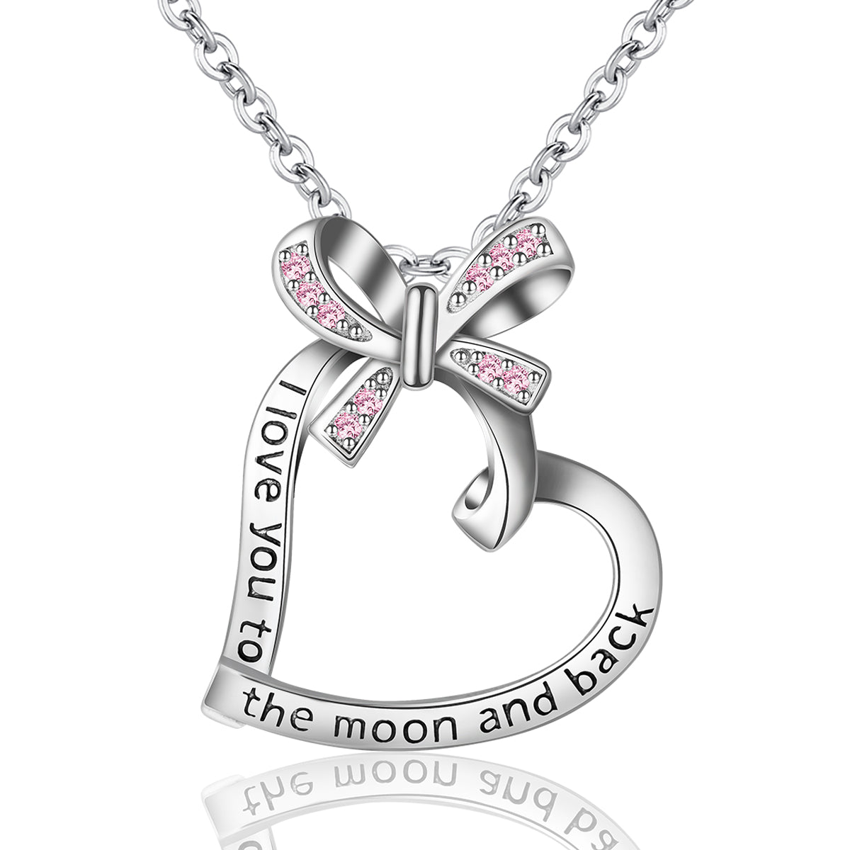 Bow Heart CZ Pendant