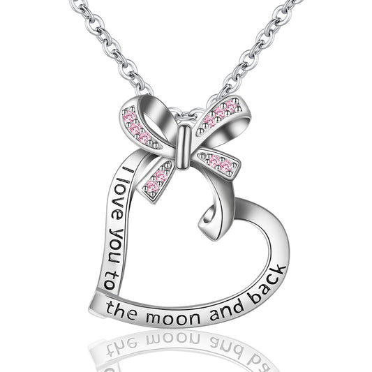 Bow Heart CZ Pendant