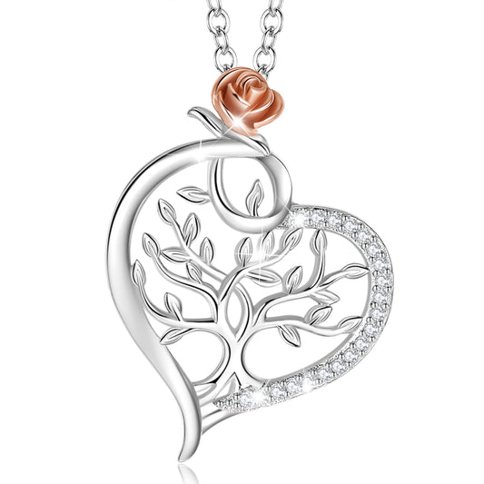 Tree of Life Crystal Heart Pendant