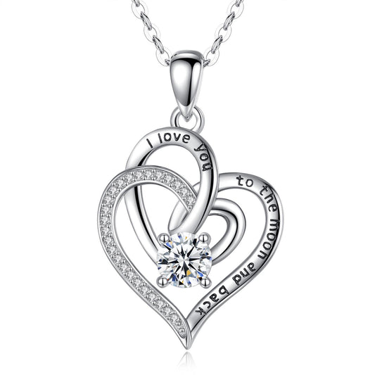 Crystal Love Heart Engraved Pendant