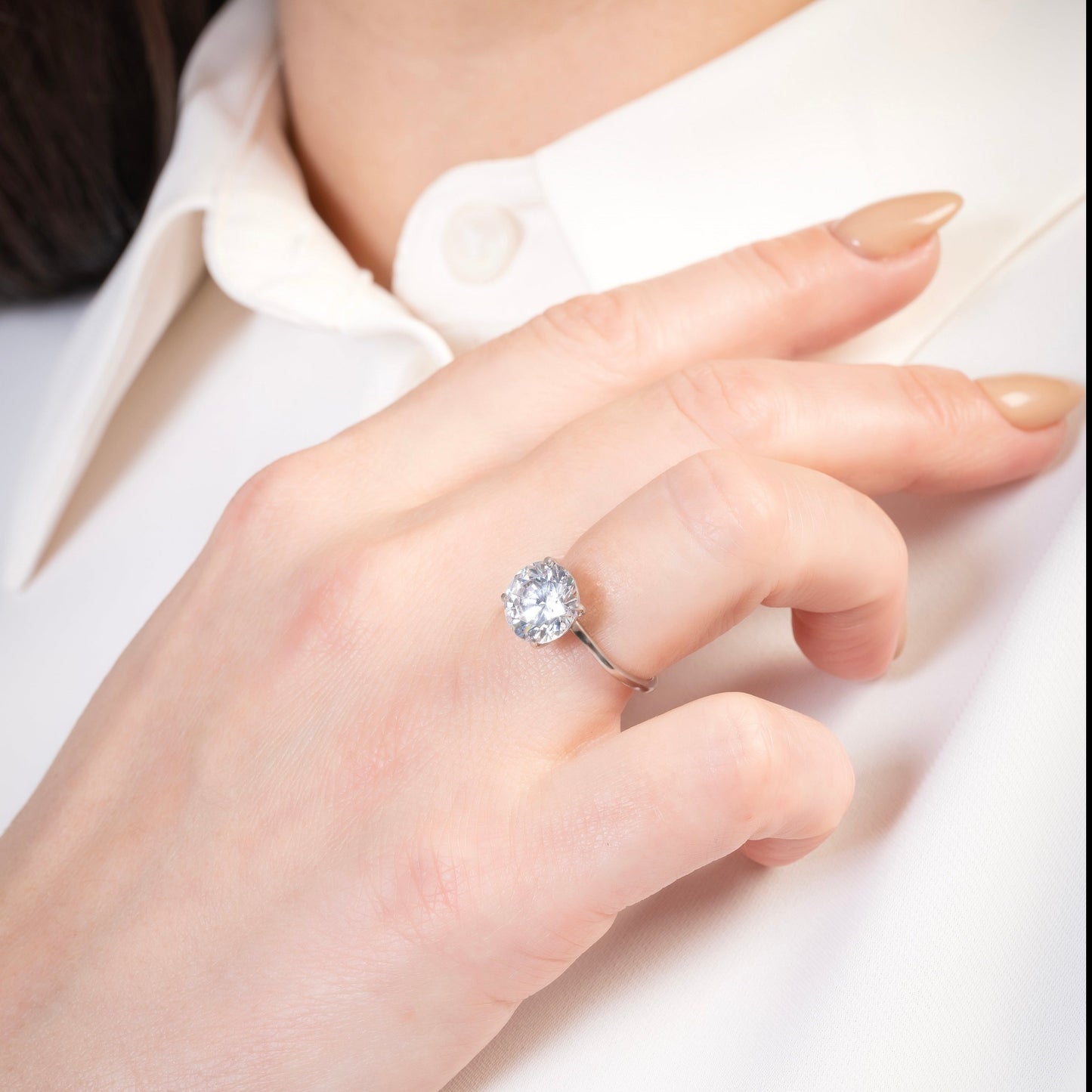 Bonita Love Silver ring on model's finger