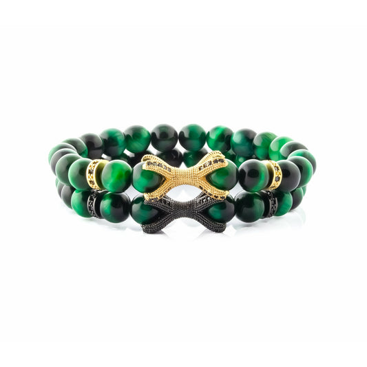 Dragon Claw Green Tiger's Eye Bracelet in Gold and in Black