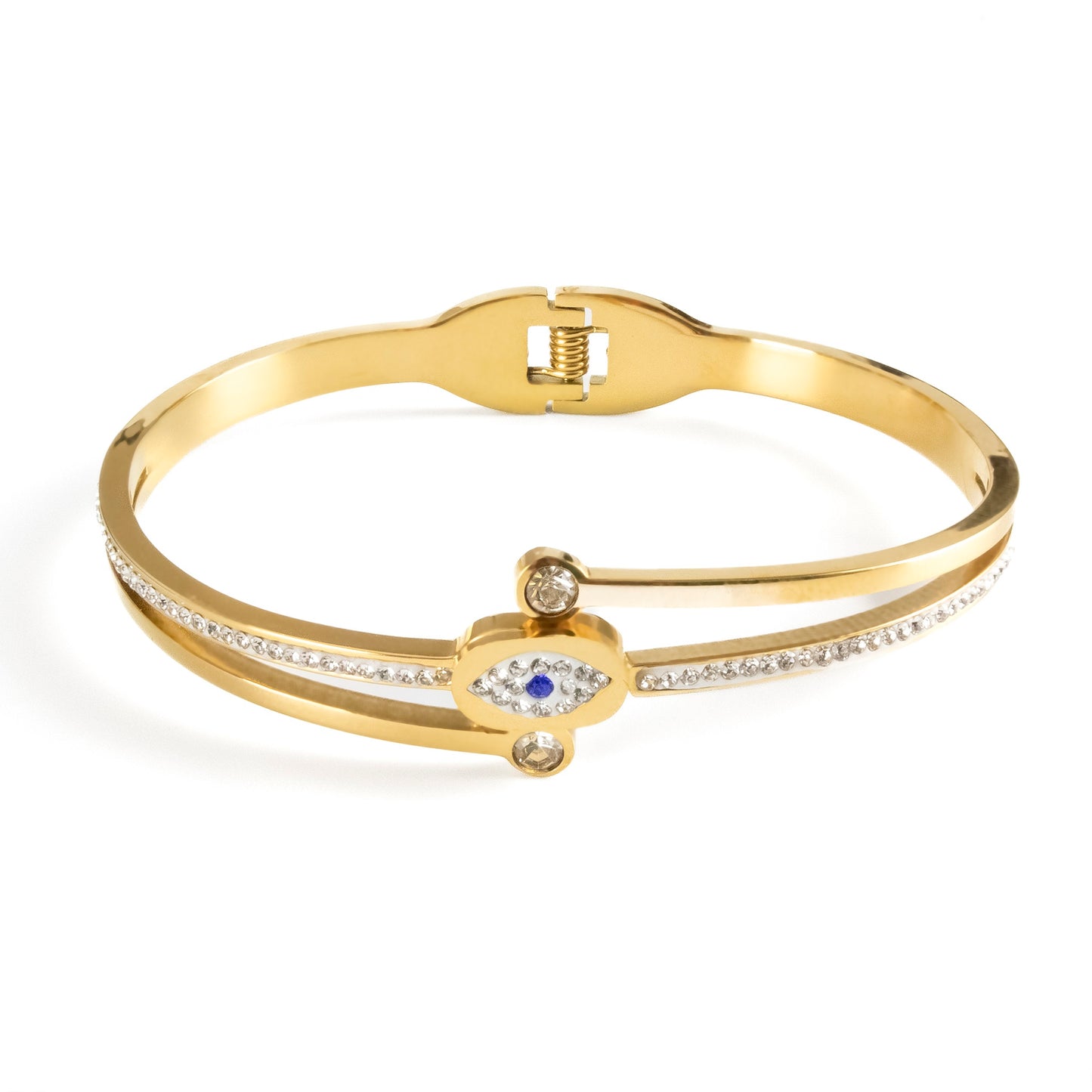 Evil Eye CZ 925 Sterling Silver Gold plated Bangle