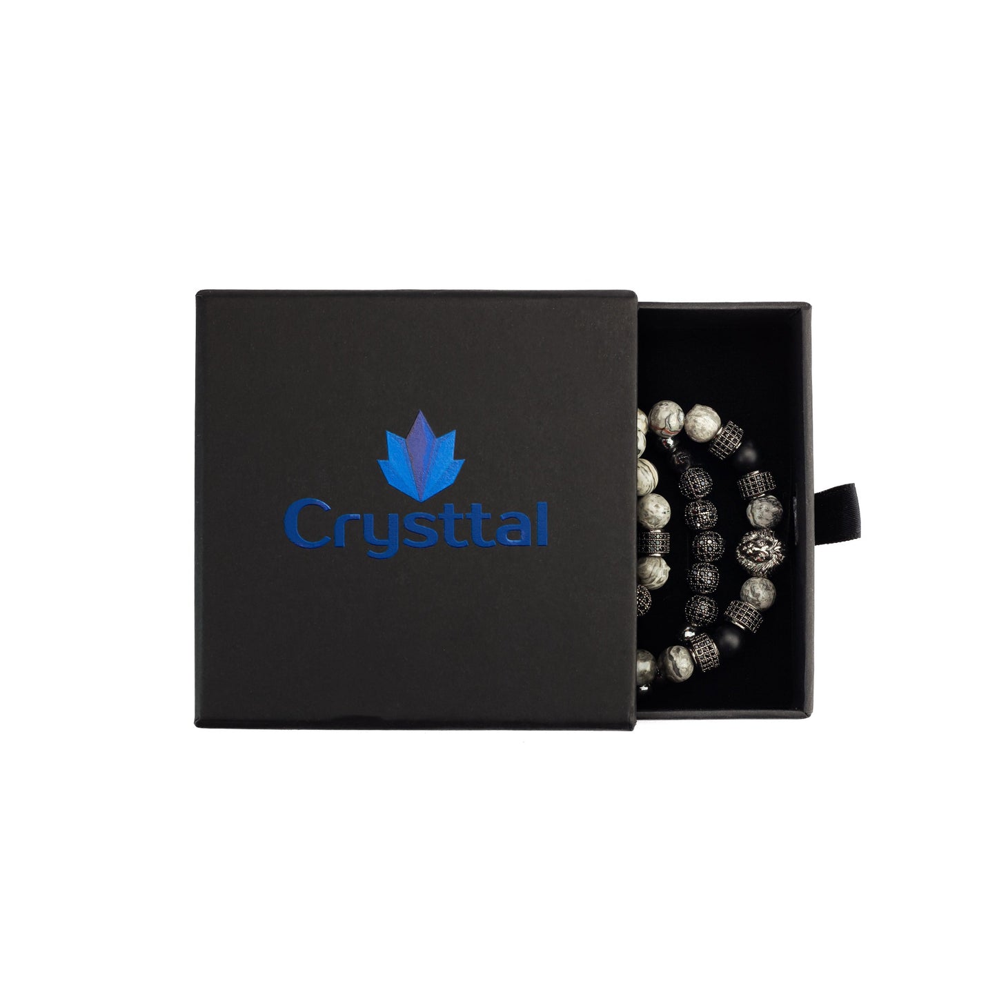 Crysttal Lion Marble Stone 3 pcs Bracelet Set in a Crysttal branded gift box