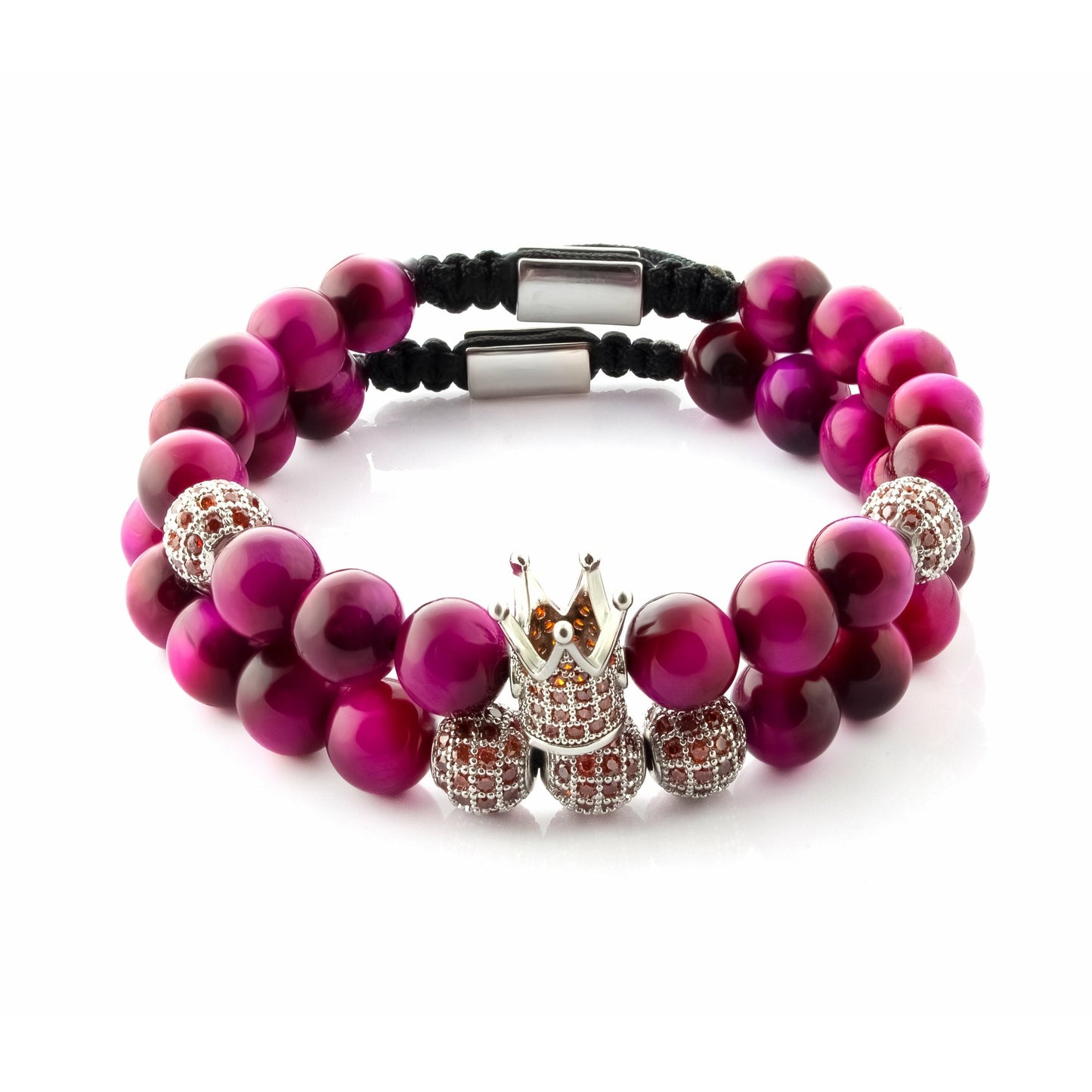 Tiger Eye Crown Bracelet 2pcs Set in Red