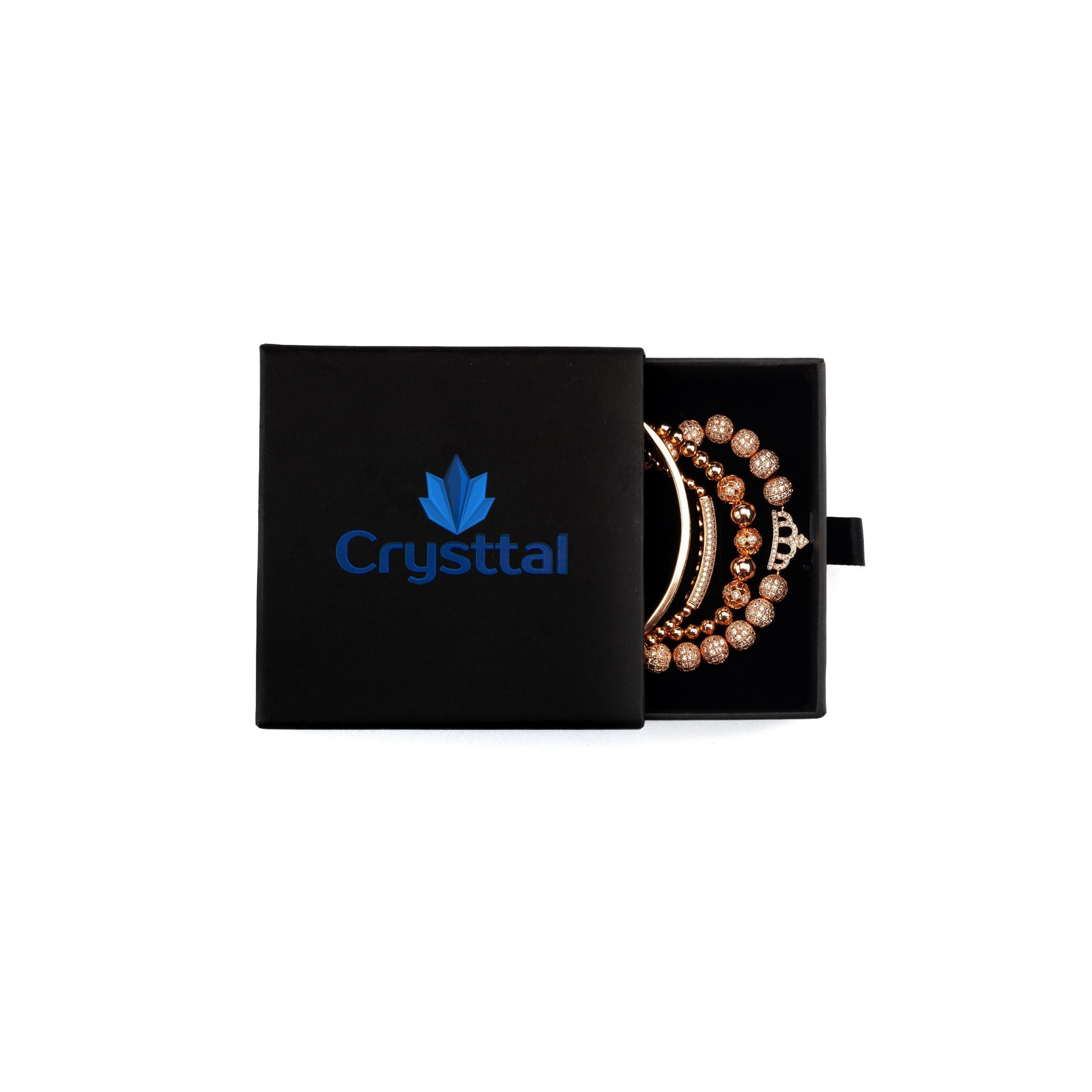 Imperial Roman Queen Bracelet Set in Rose Gold in Crysttal branded gift box