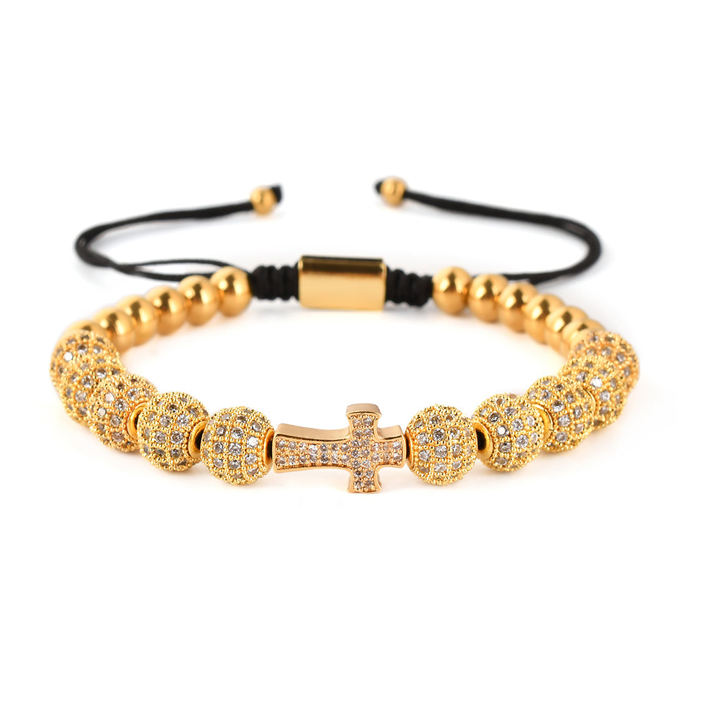 Royal Cross Bracelet in Gold front view