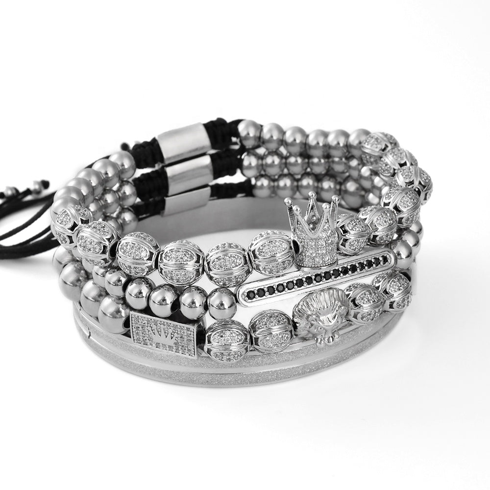 Imperial Lion King Bracelet Set top side view