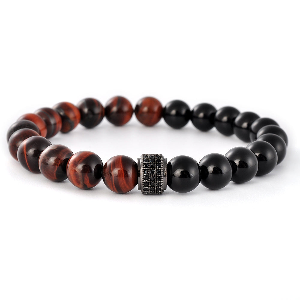 Tiger's Eye Black Agate Crown Bracelet Set Beaded second piece