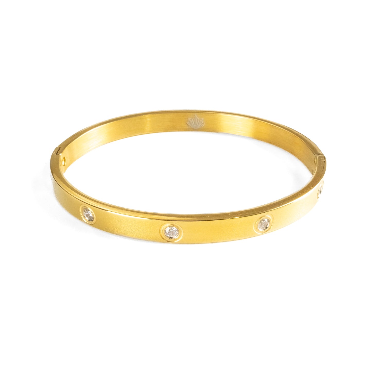 Crysttal Signature CZ Love Bangle in Gold