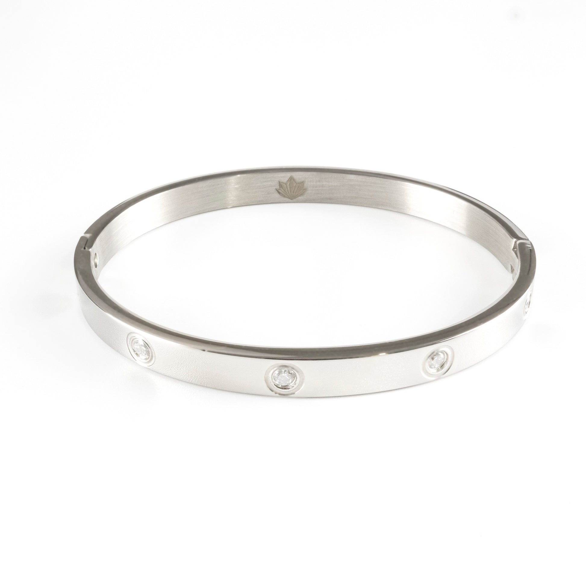 Crysttal Signature CZ Love Bangle in Silver