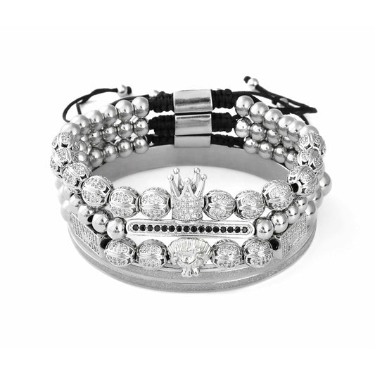 Imperial Lion King Bracelet 4 pcs Set in Silver by Crysttal
