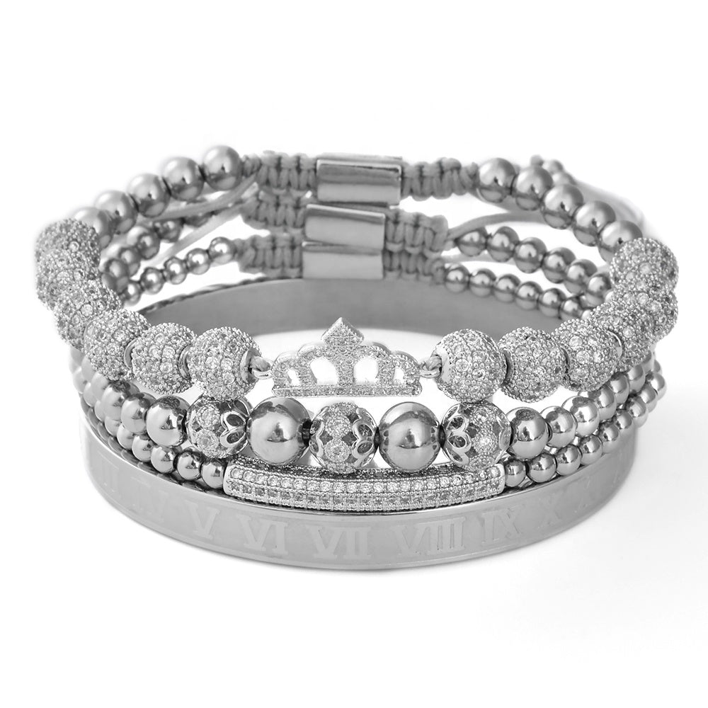 Imperial Roman Queen Bracelet Set in Silver by Crysttal