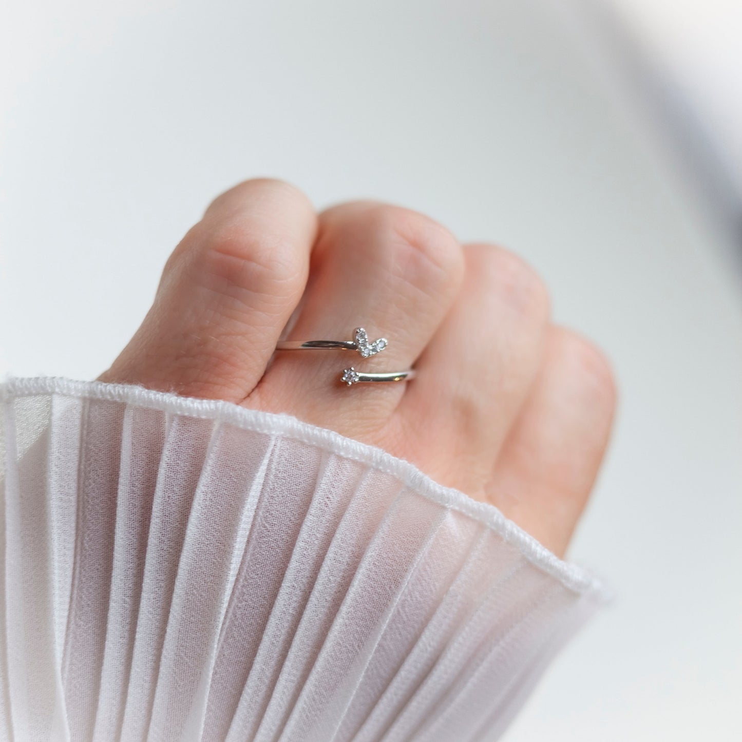 Check Stylish Silver CZ Ring on woman's finger view