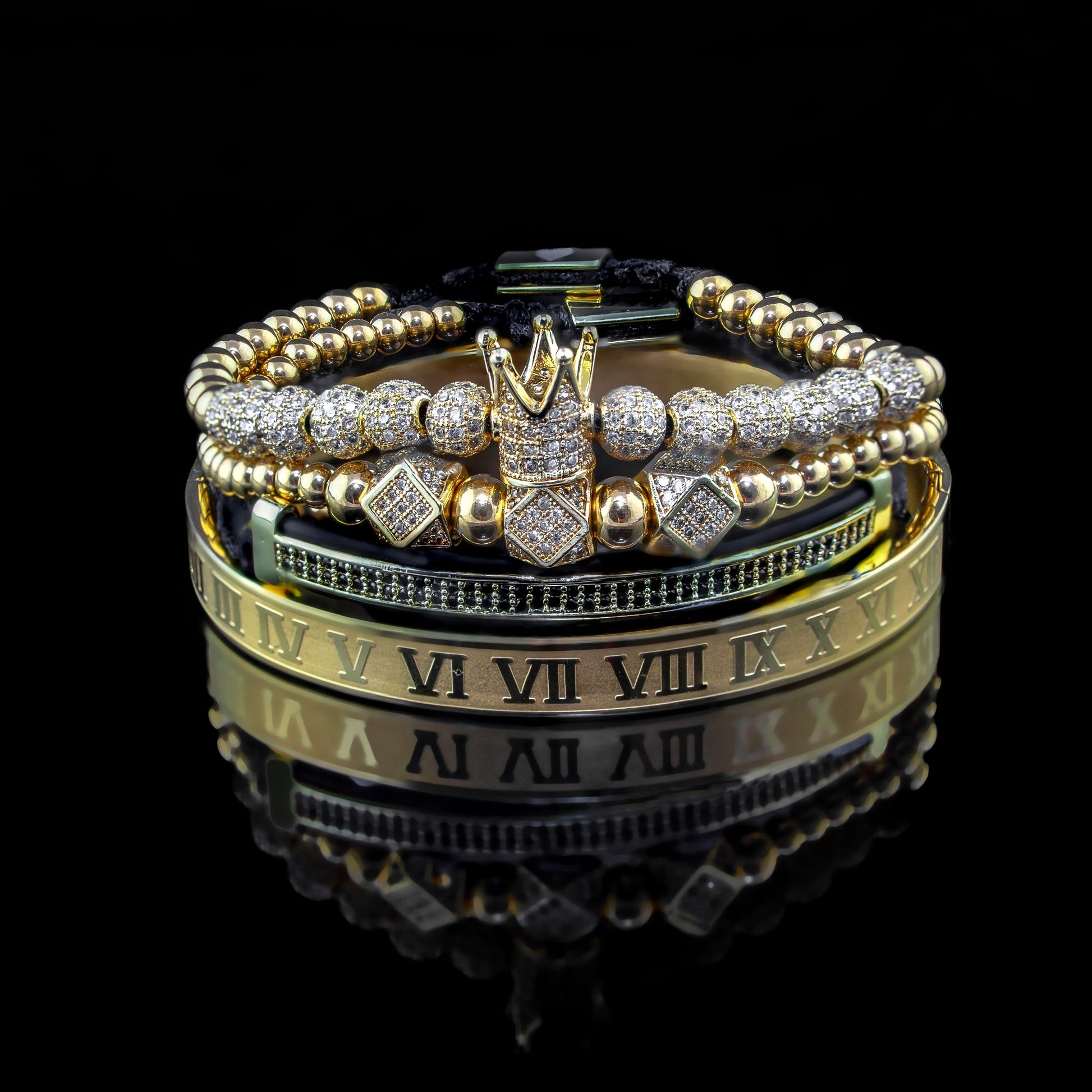 Imperial Roman King Set in Gold on black reflective surface