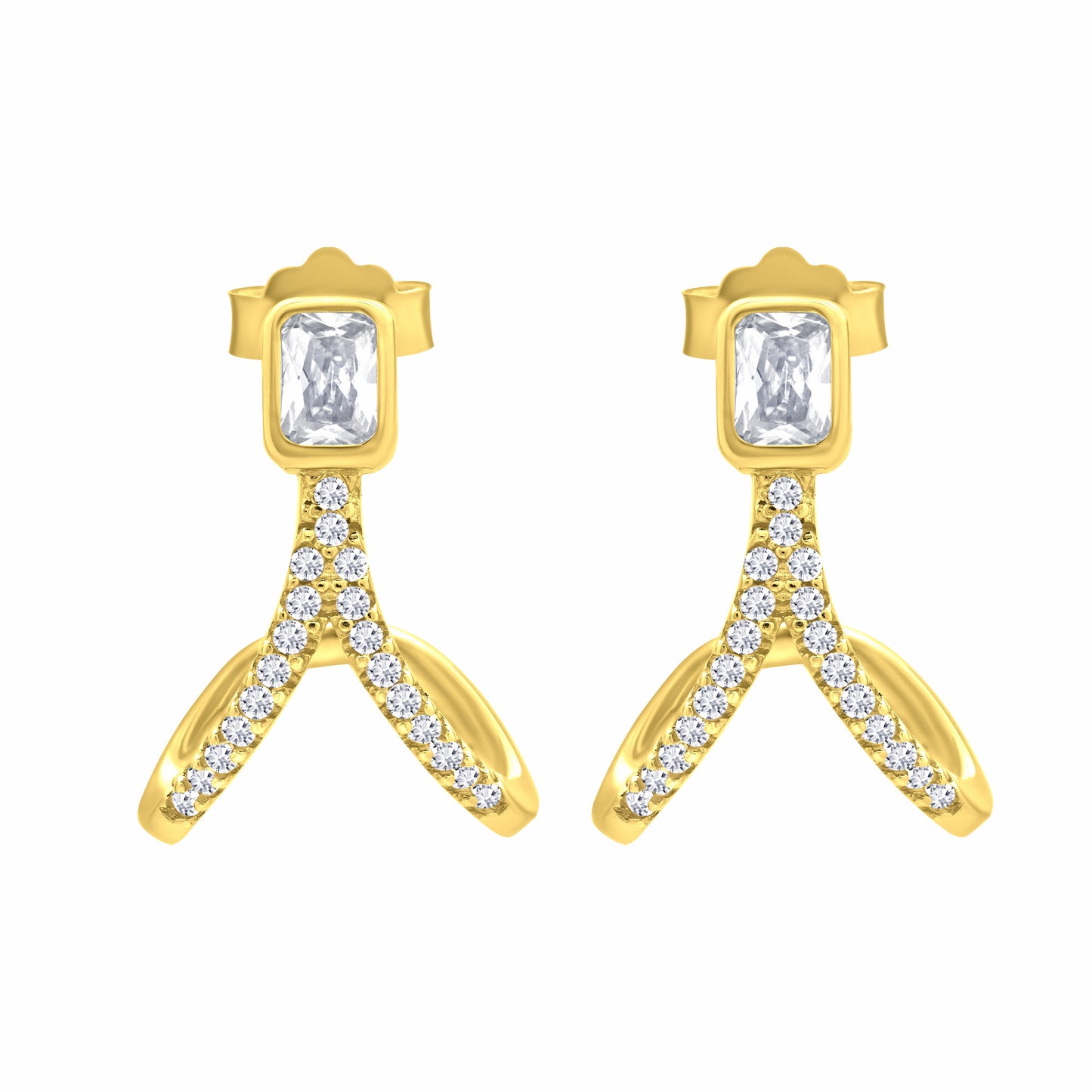 Twist Heart CZ Gold Earrings