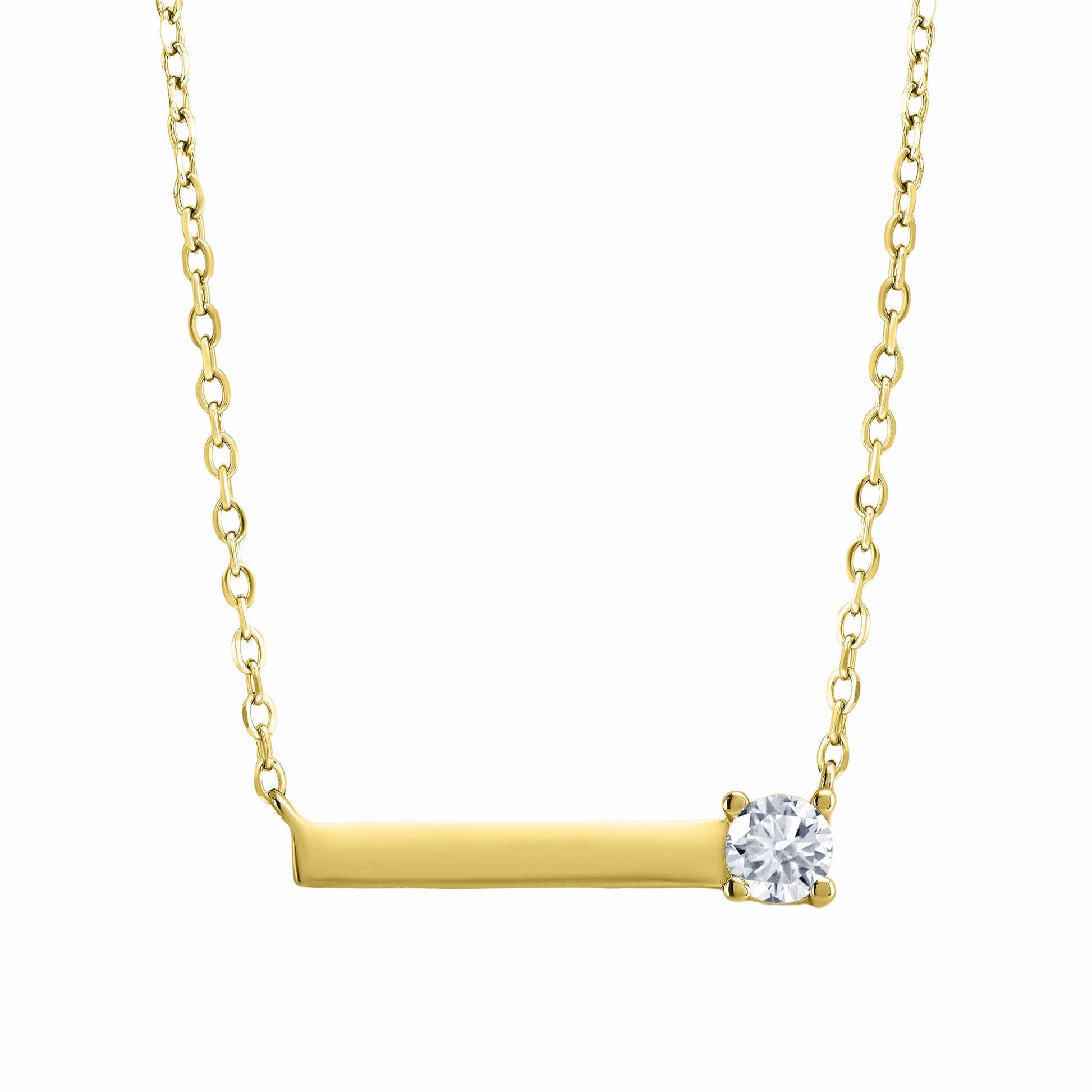 Horizontal Bar CZ Gold Necklace