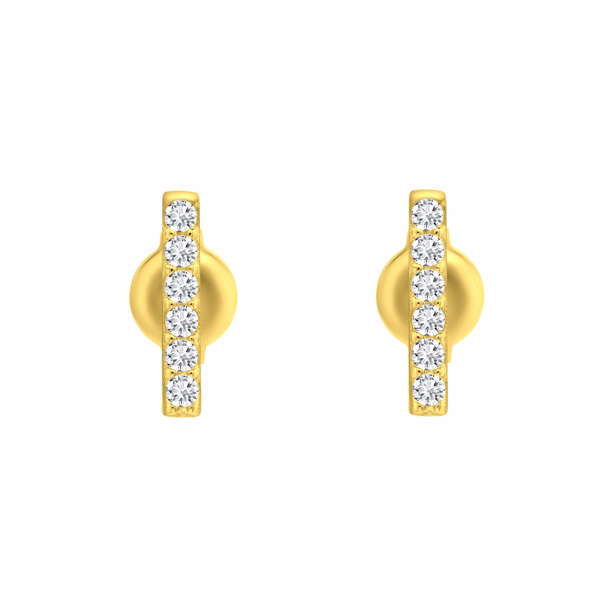 Six CZ Line Gold Earrings