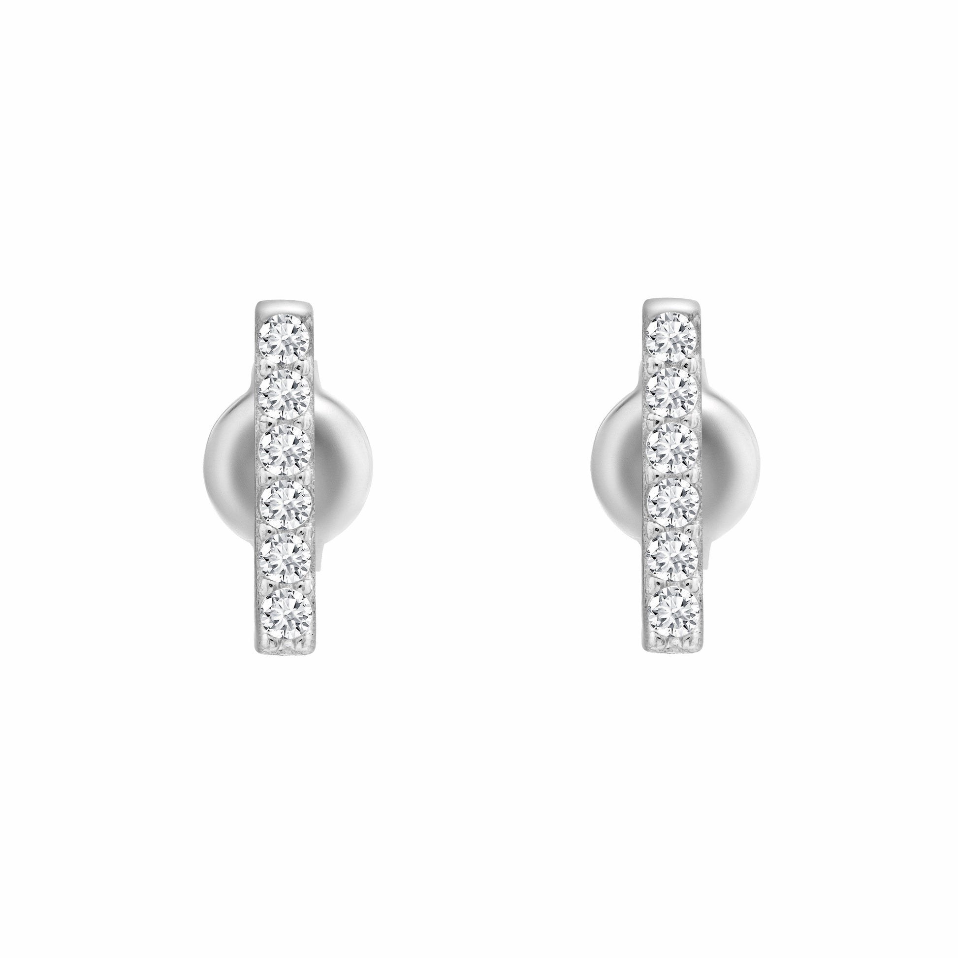 Six CZ Line Silver Earrings